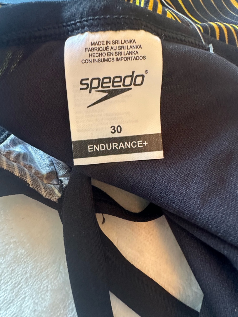 NWT Speedo Endurance+ Women's One-Piece Swimsuit - Black & Yellow Size 30 - Picture 6 of 10